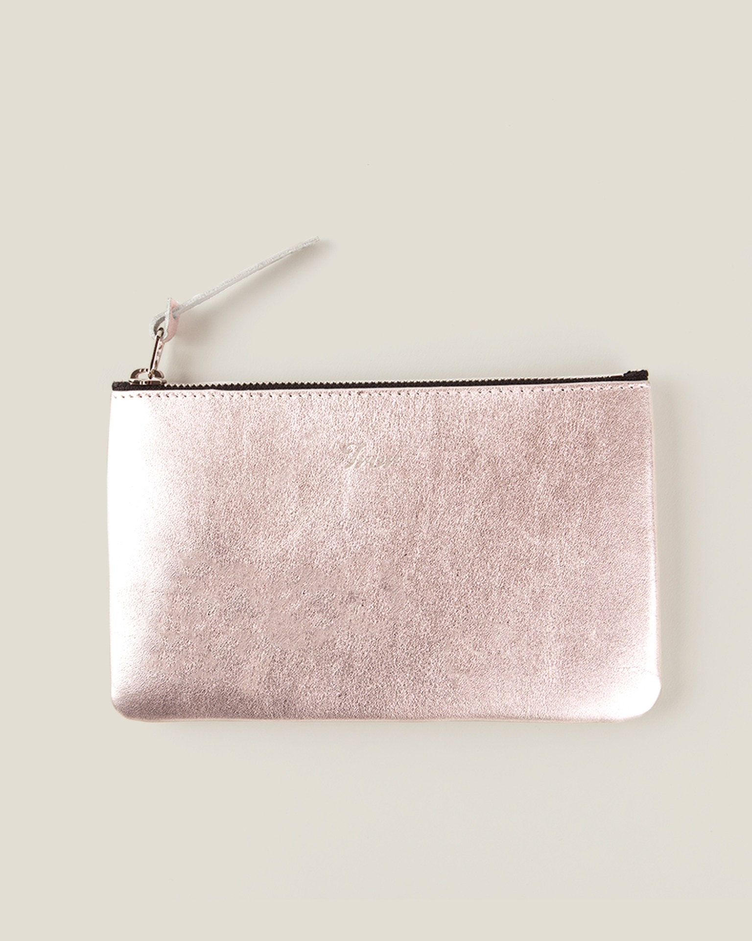 Leather Pouch M-Metalic Pink